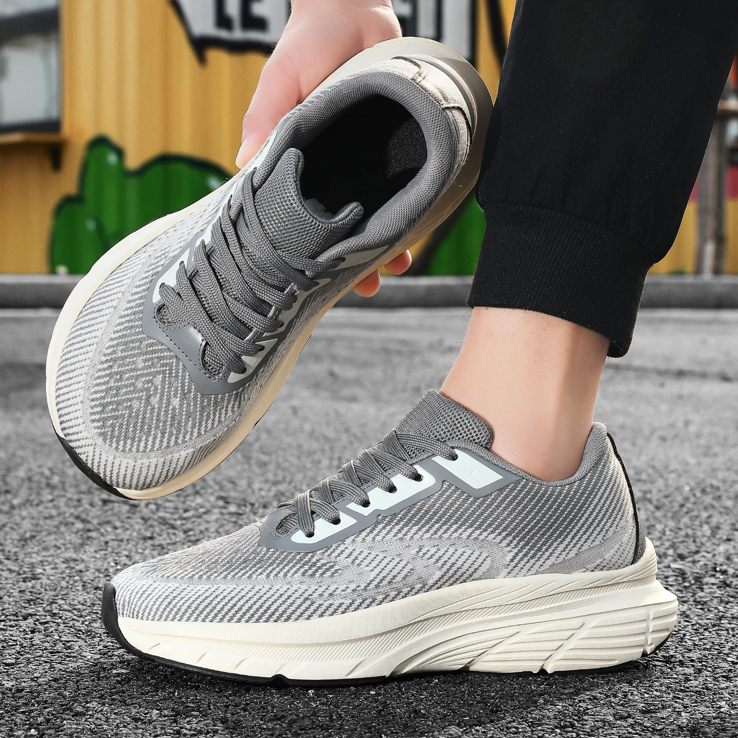 Plus Size Men Wide Toe Breathable Mesh Shoes, Light Anti-slip Wear-resistant Mesh Sports Running Sneakers