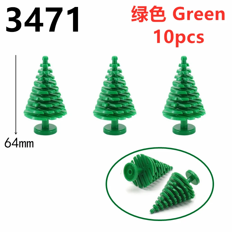 MOC Pflanzen Zubehör Ziegel 3471 2435 6064 10884 Stadt Haus Bäume Kiefer Stachelige Bush Grünes Gras Militärische Bausteine Spielzeug
