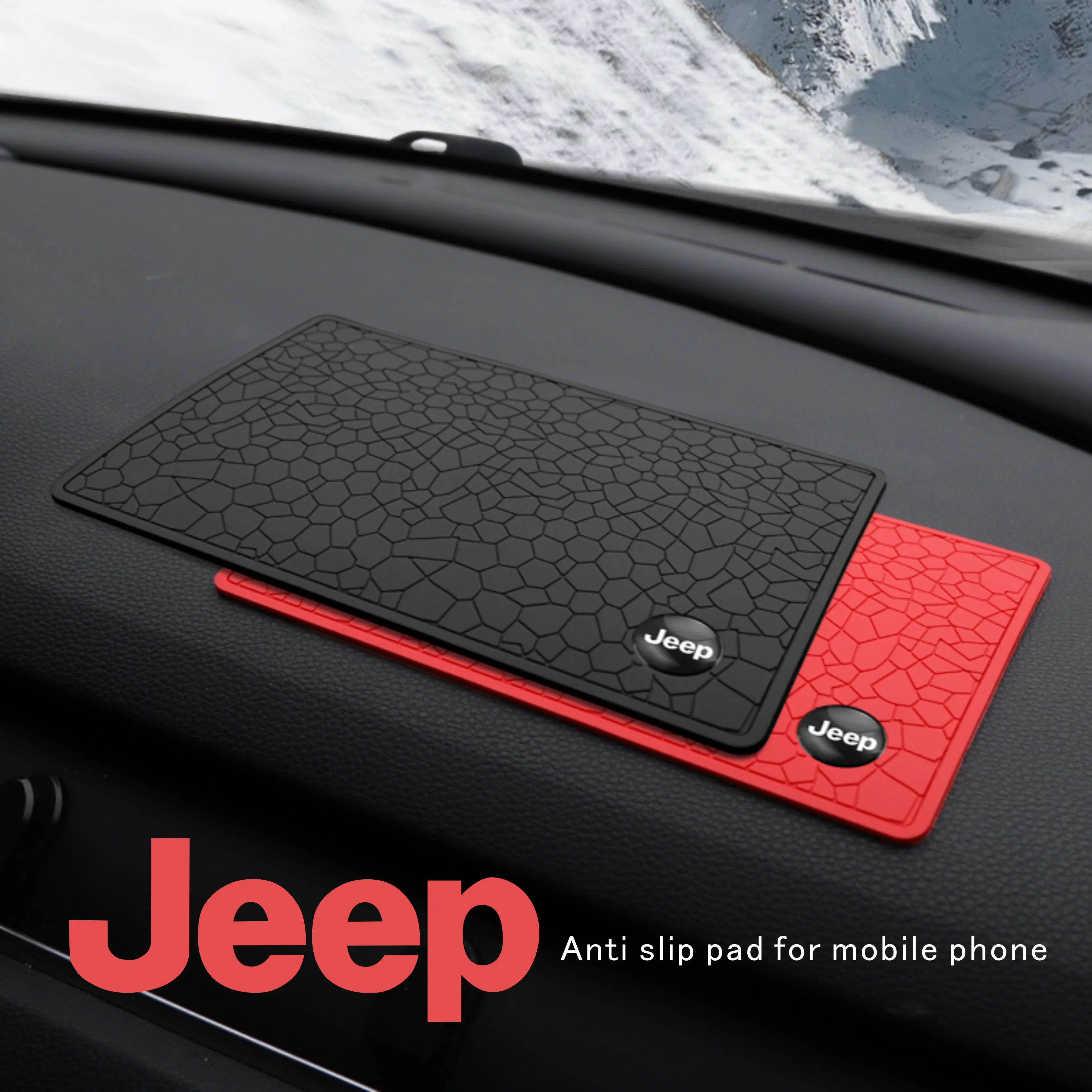 بولي كلوريد الفينيل جيب سيارة سجادة ضد الإنزلاق لوحة القيادة الهاتف المضادة للانزلاق جل الوسادة ل جيب رينيجيد البوصلة جراند شيروكي رانجلر باتريوت روبيكون