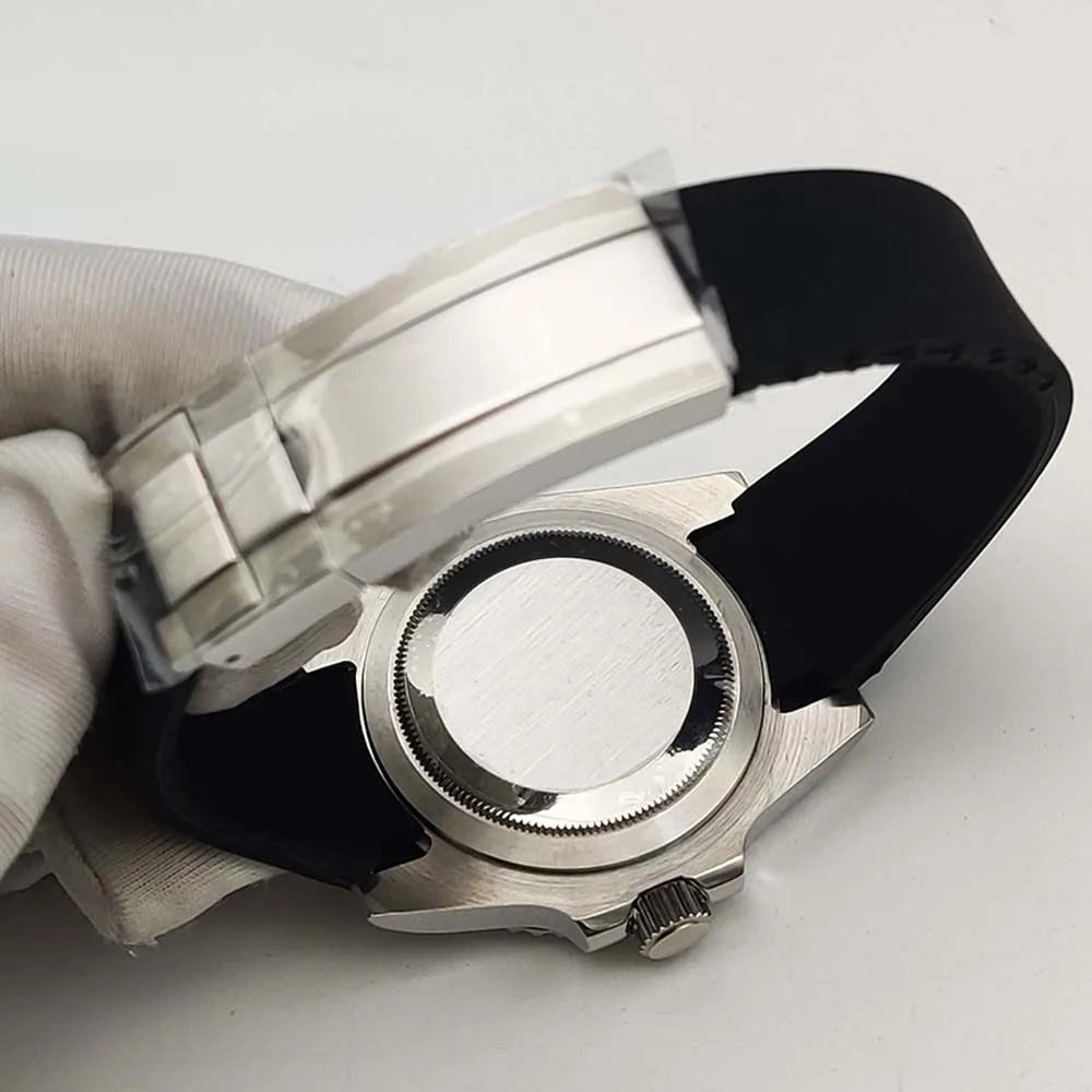 Часы наручные NH35 мужские с керамическим циферблатом, повседневные Модные сапфировые, с резиновым ремешком, с черным градиентом и зеленым циферблатом