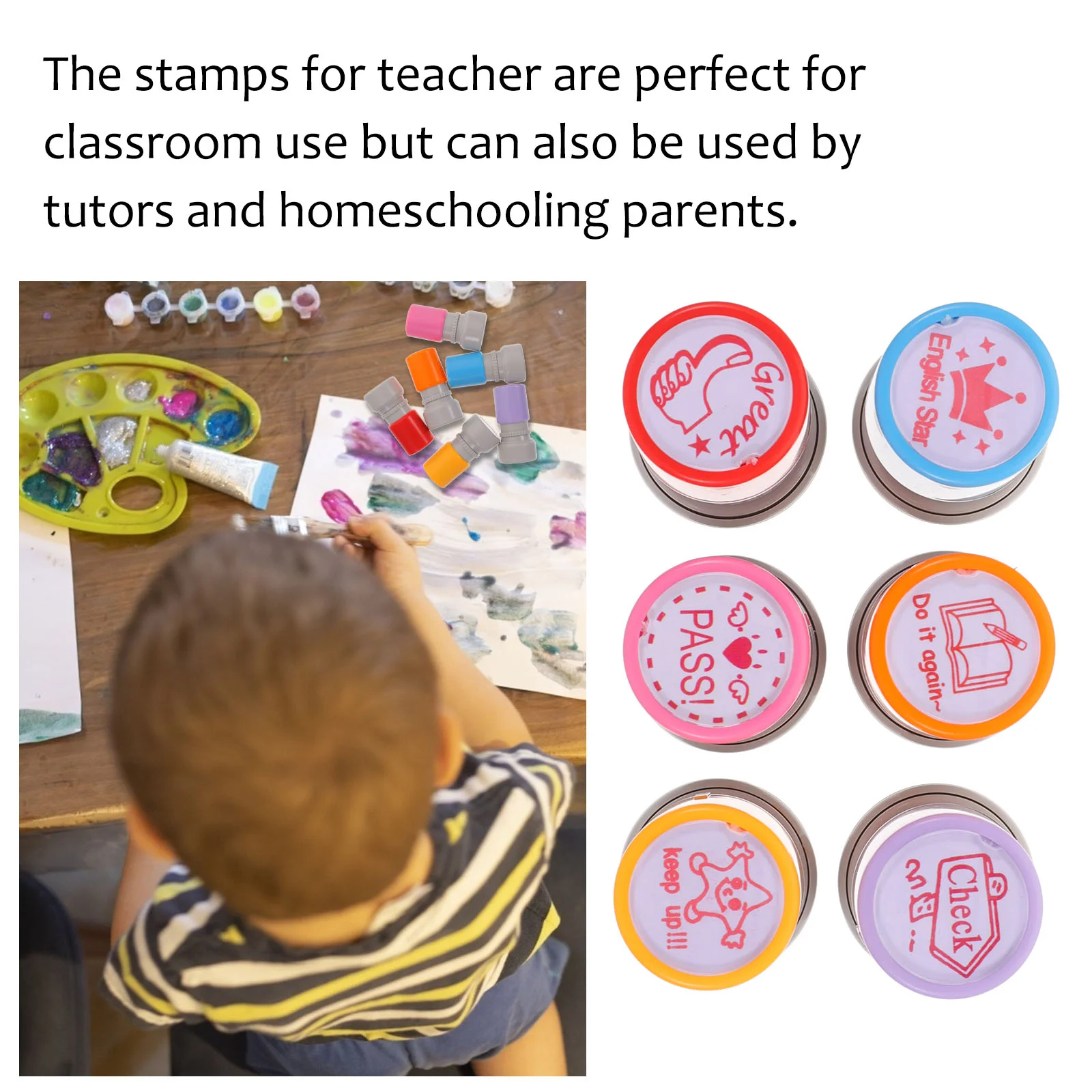 6 шт. штамп для начального английского комментариев, офисный печать для начальной школы для детей