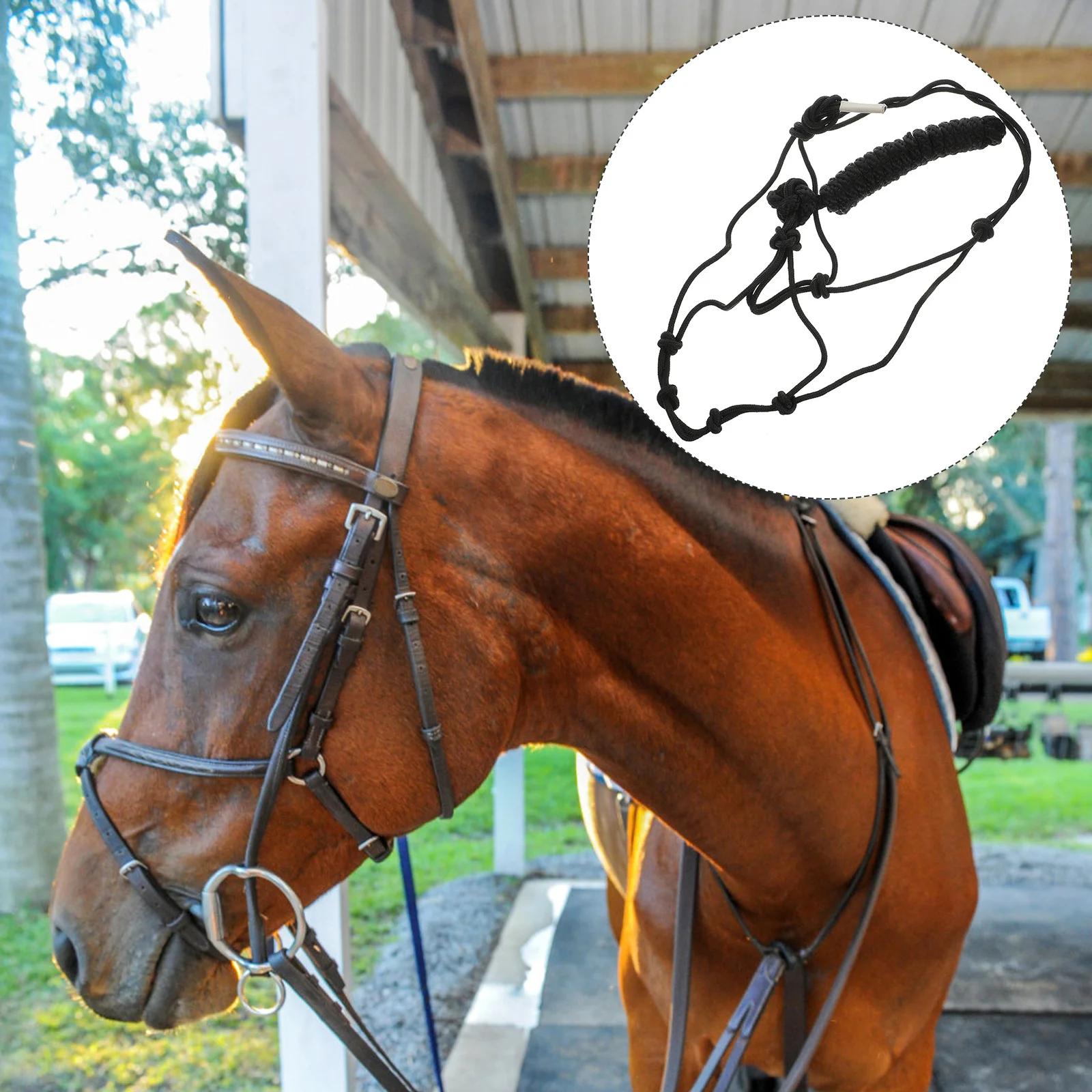 

Braided Rope Halter -Resistant Portable Training Halter Durable Head Collar Outdoor Riding Equipment Safety Collar