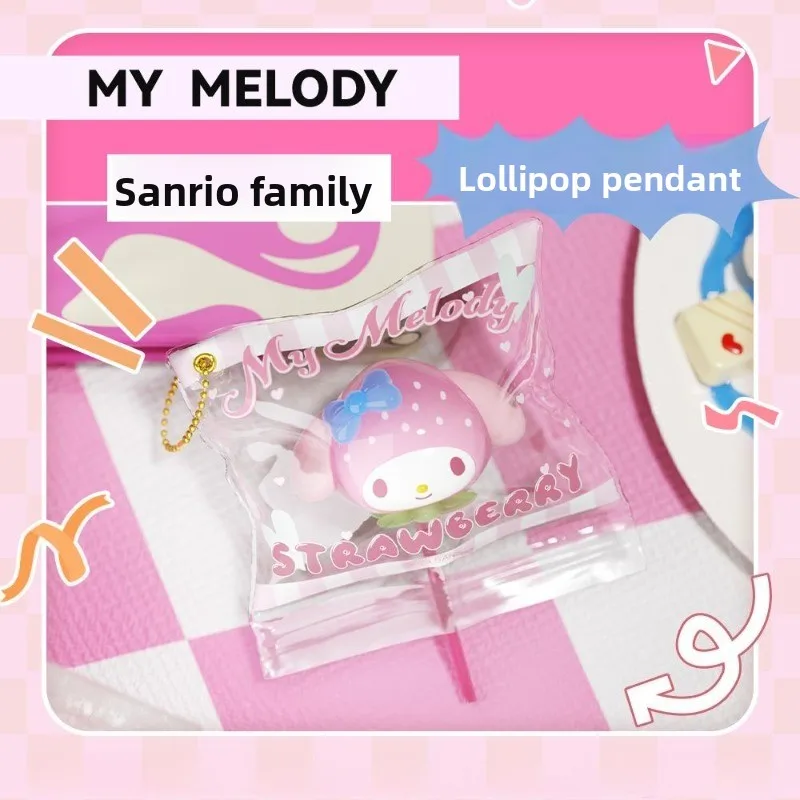 Kawaii Hello Kitty My Melody Kuromi Cinnamoroll Lollipop pendant Cute cartoon bag pendant Cute key phone pendant Holiday gift view 6