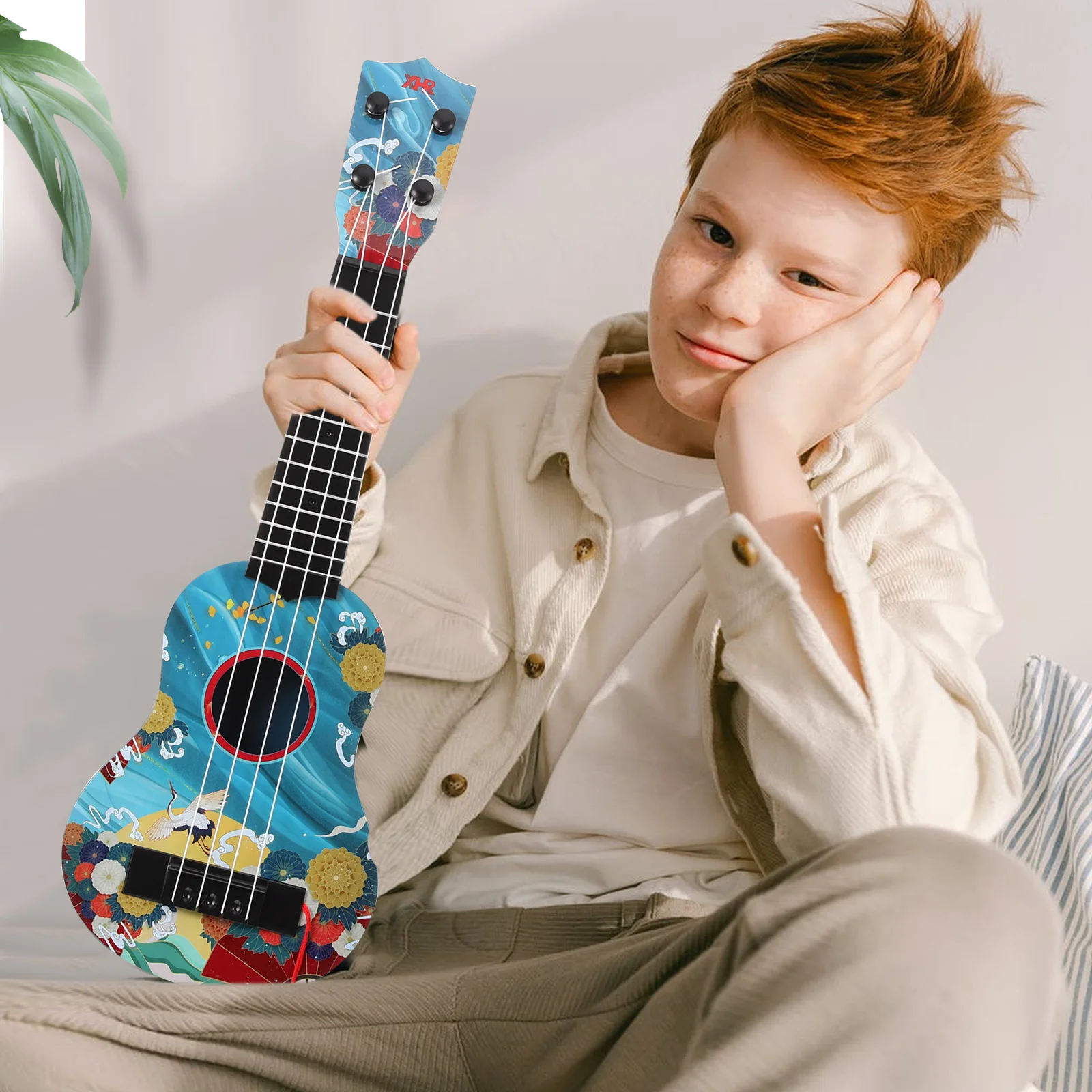 

21 Inches Ukulele Small Guitar for Beginner Kids Blue Child Lightweight Wood Material Musical Instruments Better