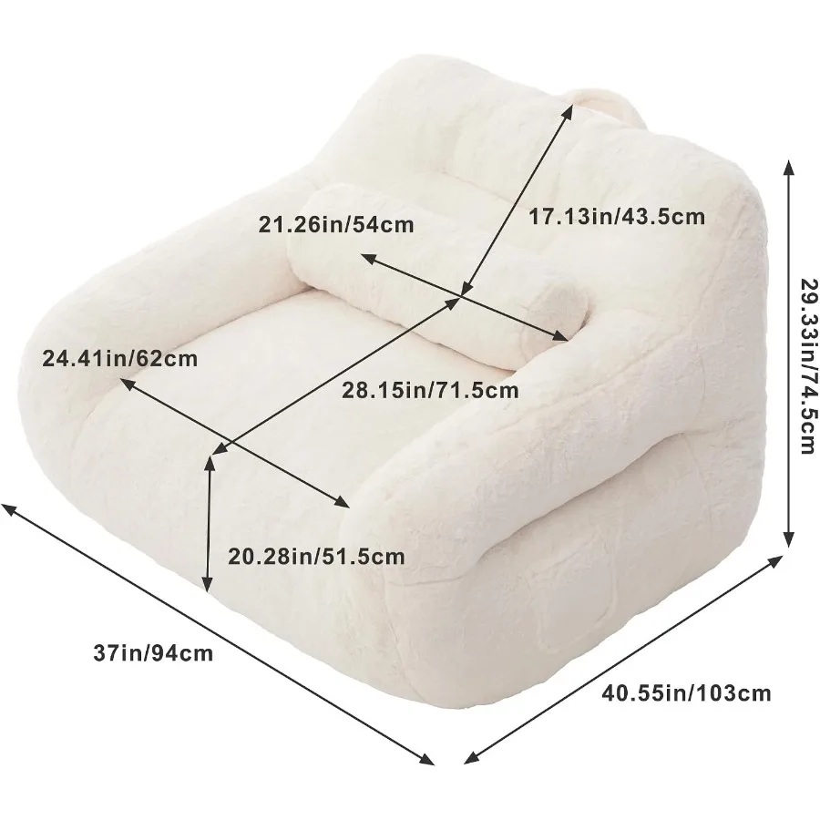 40 Inch Bean Bag Chair for Adults with Lumbar Pillow Pocket, Soft Microfiber, Living Room Bedroom