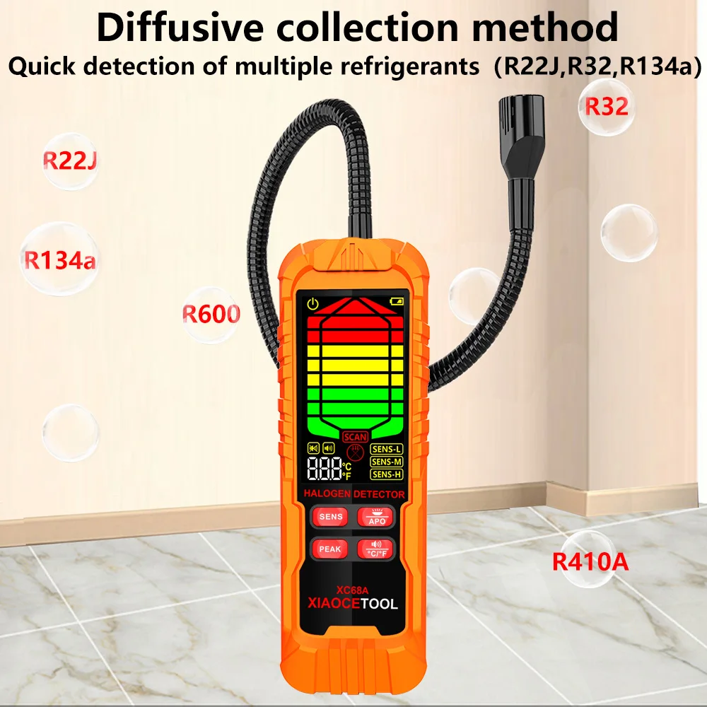 High-End Halogen Leak Detector R22a Rh410A R134A R4047A MP39 Gas Detector Freon Gas Analyzer Refrigerant Air Conditioning Tester