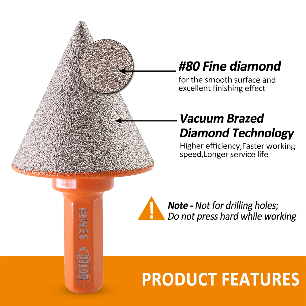BGTEC 1/2 pz 20mm punte diamantate codolo esagonale granito marmo piastrelle porcellana quarzo lucidatura trapano a mano punte smussate diamantate