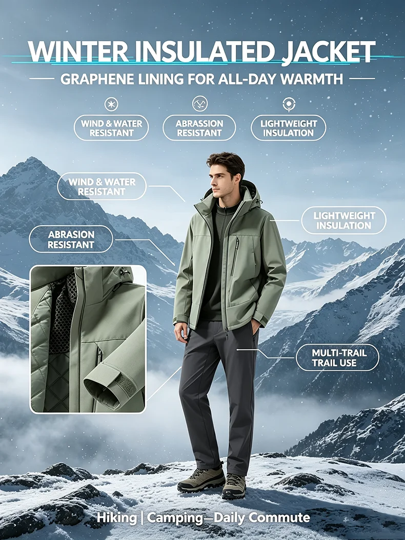 LNGXO Skianzug Herren Winter Thermisch Wasserdicht Winddicht Snowboardjacke Ski Klettern Wandern Baumwollgefütterte Snowboardbekleidung – Detail 2