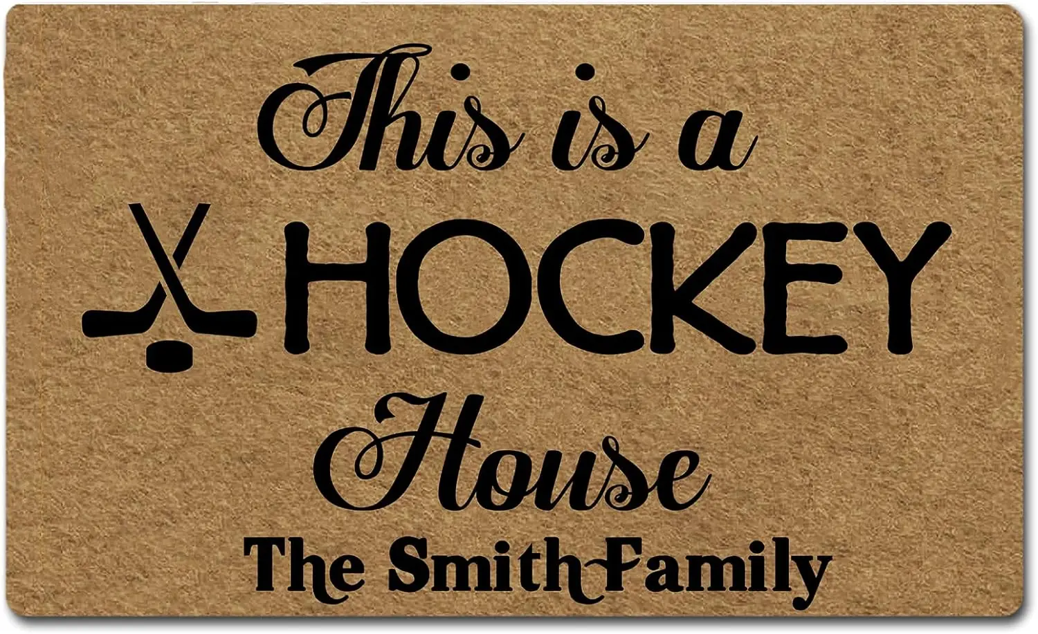 

This is A Hockey House Custom Doormat Outdoor Entrance Door Mat Indoor Rugs Hockey Lover Welcome Mat Personalized Door Mats