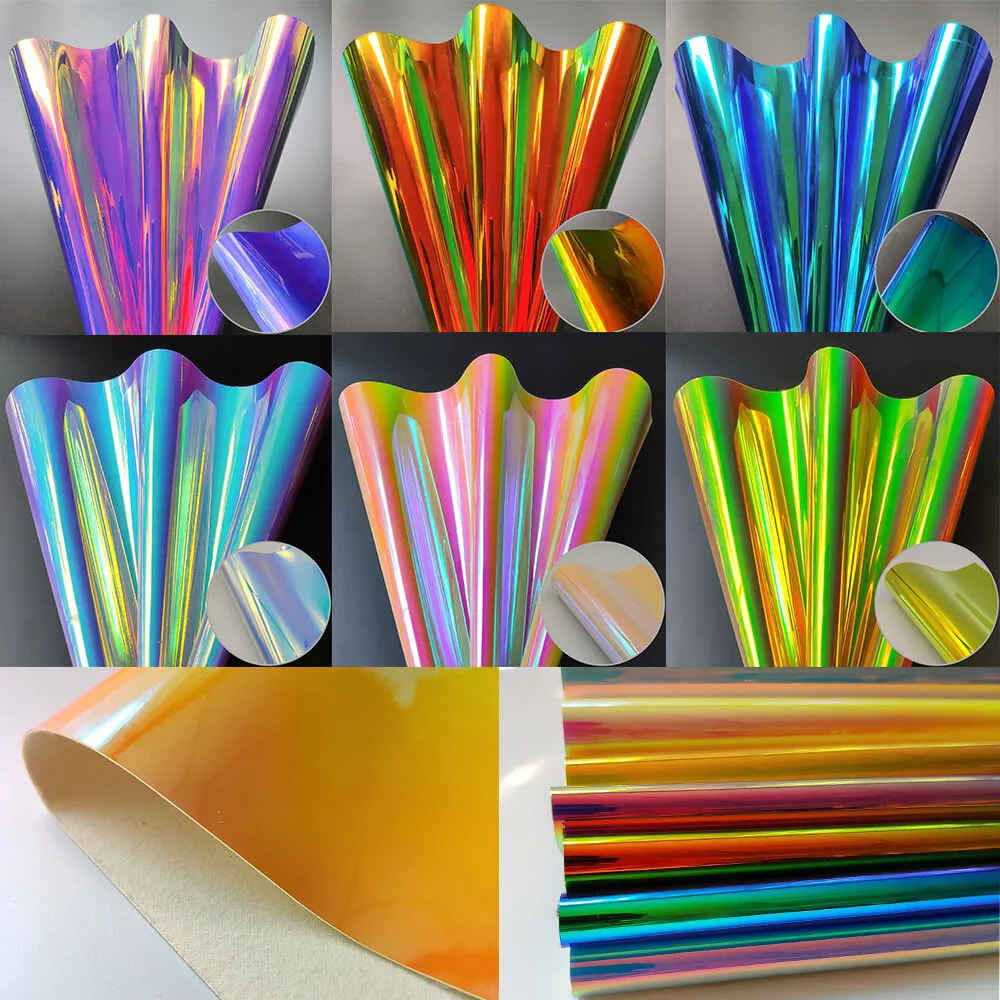 Candy Color Shift PU Leather Fabric 20x120cm Waterproof Holographic for Handbag Bow DIY Shoes Craft Supplies Iridescent Material