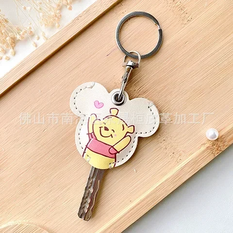 Disney Stitch Winnie the Pooh Mini portachiavi portachiavi in pelle PU simpatico cartone animato Mickey Minnie portachiavi Clip di protezione della