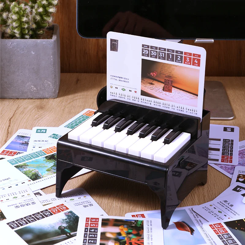 Creative Calendar Mini Decoration Desktop Playable Electronic Piano Table Calendar World Famous Songs Home Fun Decoration