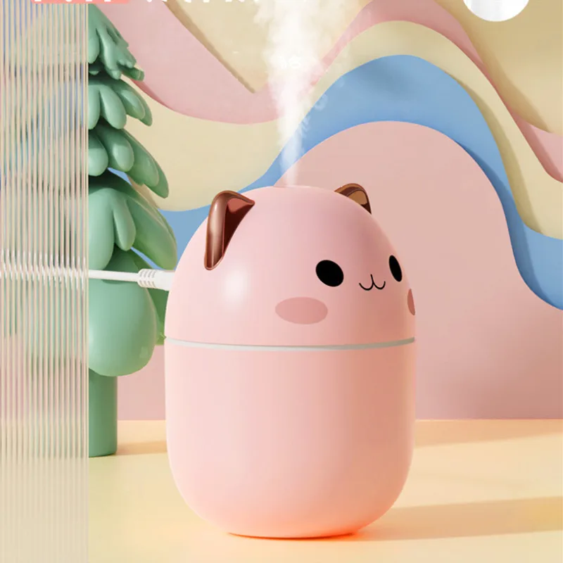 귀여운 고양이 공기 가습기 디퓨저, USB 미스트 메이커, 미니 가습기, 야간 조명 포함, 250ml, 핫 세일