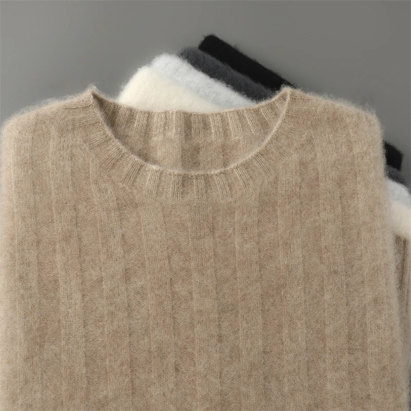 

Autumn Winter 100% Pure Wool Men's Sweater Long Sleeve Round Neck Fashionable Minimalist Style First Line Ready to Wear Clothing