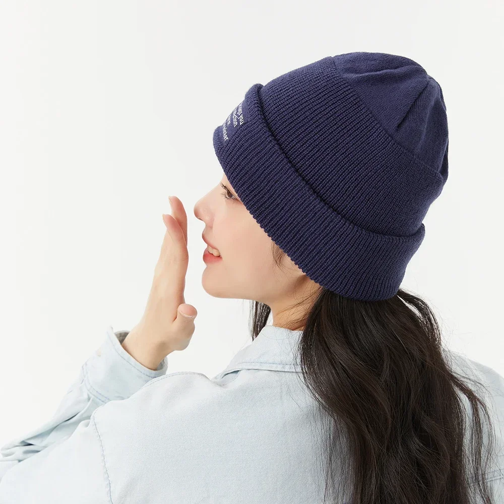 OhSunny Winter Bonnets for Women Unisex Letter Wool Beanies Knitted Hat Acrylic Thermal Antistatic Warm Cold-proof Accessories image 3