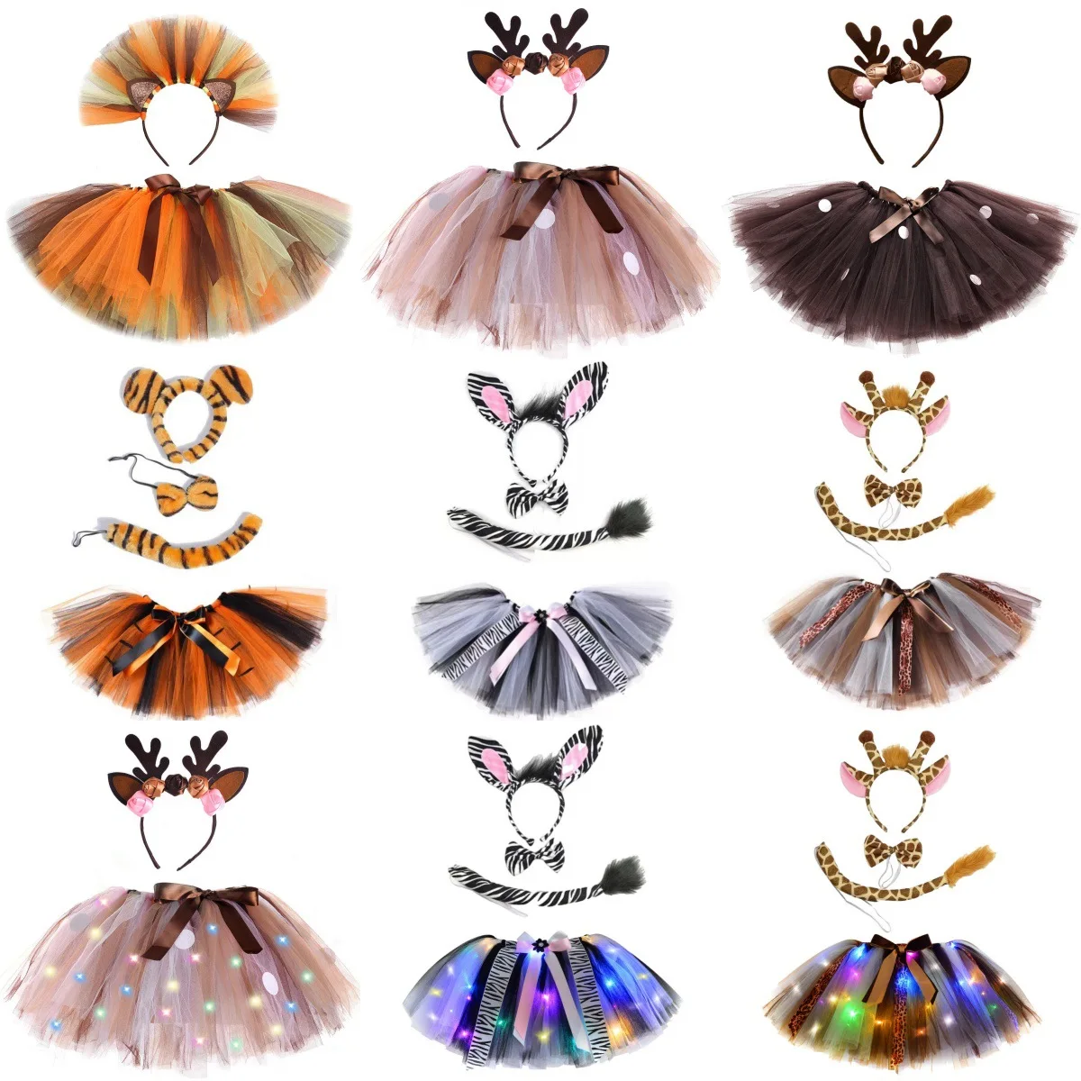 Forest Zoo Performance Costume Lion Elephant Tiger Giraffe Zebra Performance Costume Children's Halloween Birthday Party Gift 8T
