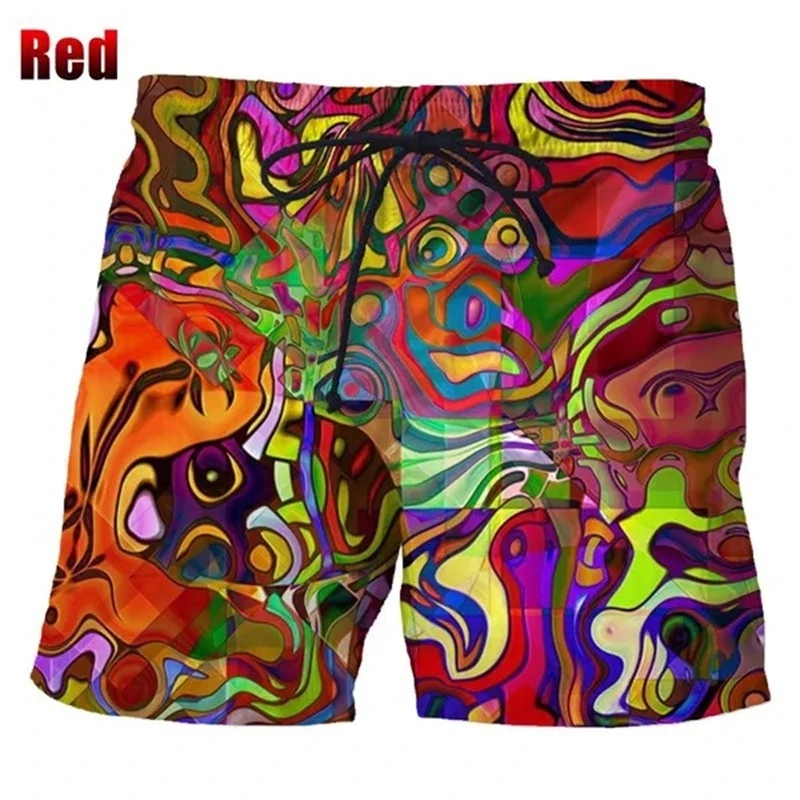 New Summer Fashion Colorful 3D Printed Trippy Psychedelic Abstract Art Men\'s Short Pant Unisex Casual Beach Swimming Shorts