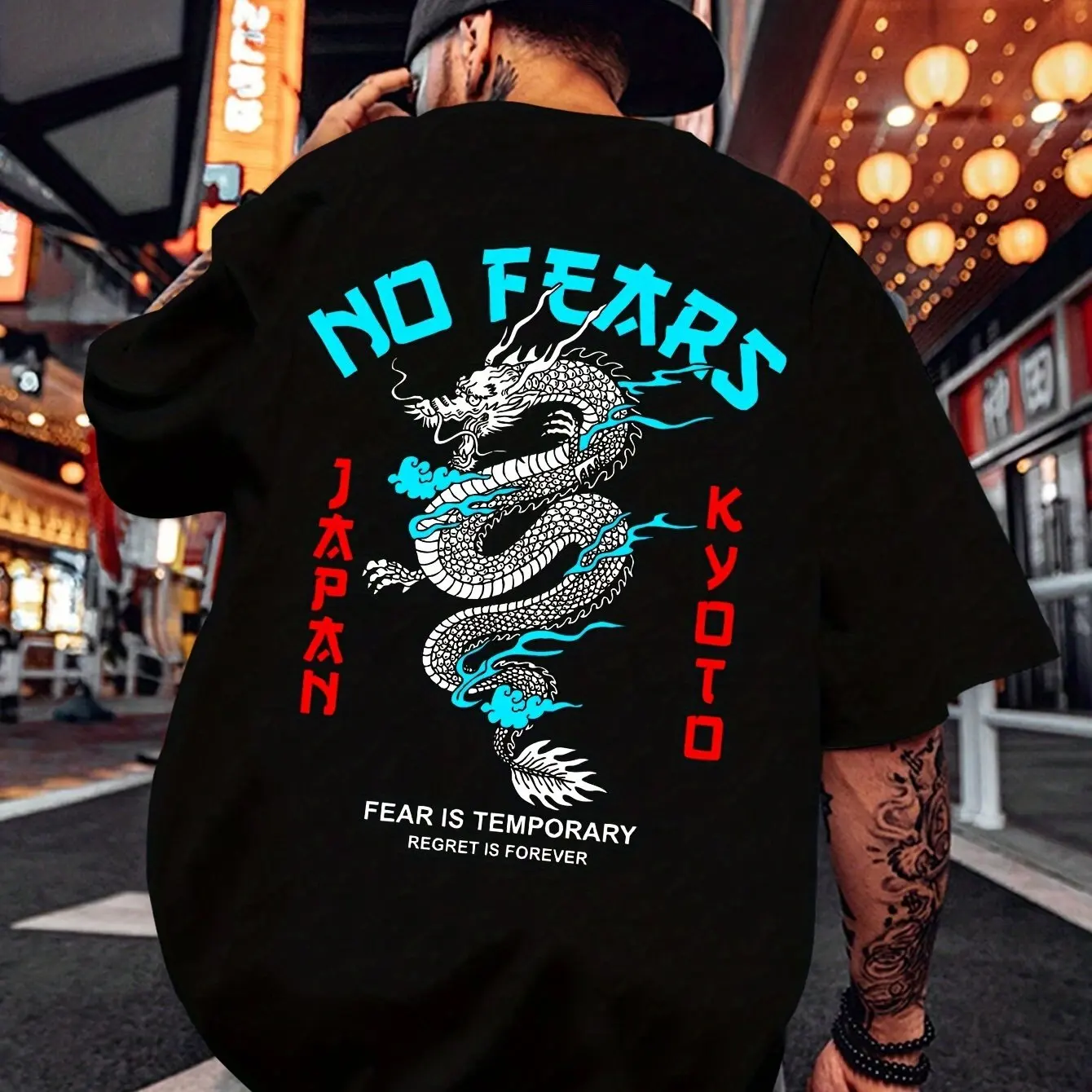 تي شيرت Dragon Print، تي شيرت نشط برقبة دائرية بتصميم جرافيك للرجال، تيشيرتات كاجوال مريحة لملابس الصيف للرجال للاستخدام اليومي
