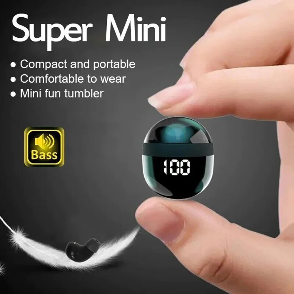 AZNM Écouteurs sans fil Bluetooth 5.3 SK18 Mini invisibles, écouteurs de sommeil avec basses, microphone et réduction de bruit HD