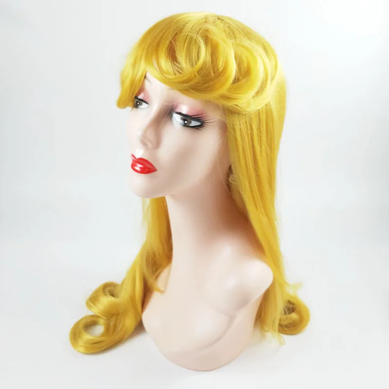 

Anime Sleeping Beauty Princess Aurora Wig Briar Rose Women Long Yellow Hair Cosplay Costume Halloween Party Wigs ﻿