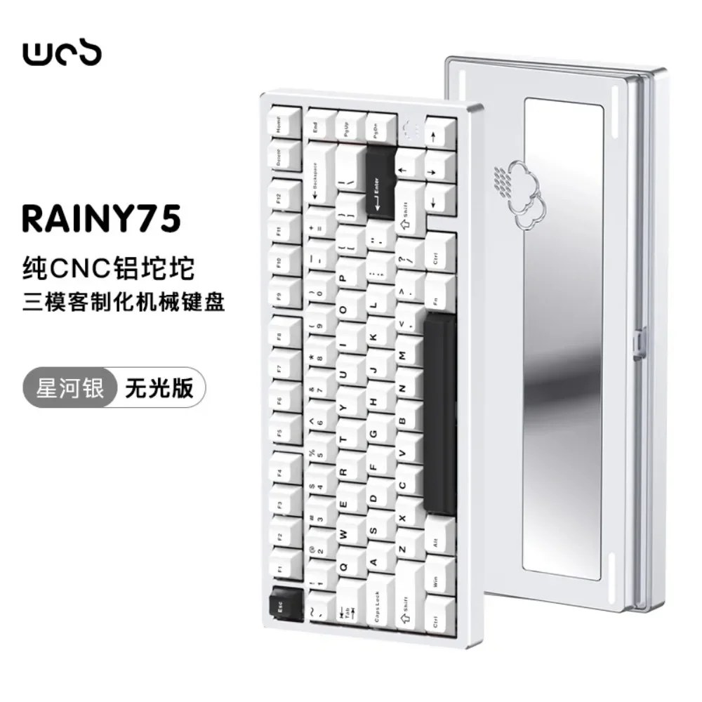 

WOB RAINY75 Customized Mechanical Keyboard Aluminum Lump Wireless Bluetooth Tri-mode GASKET Structure 75% Layout 81 Keys Office