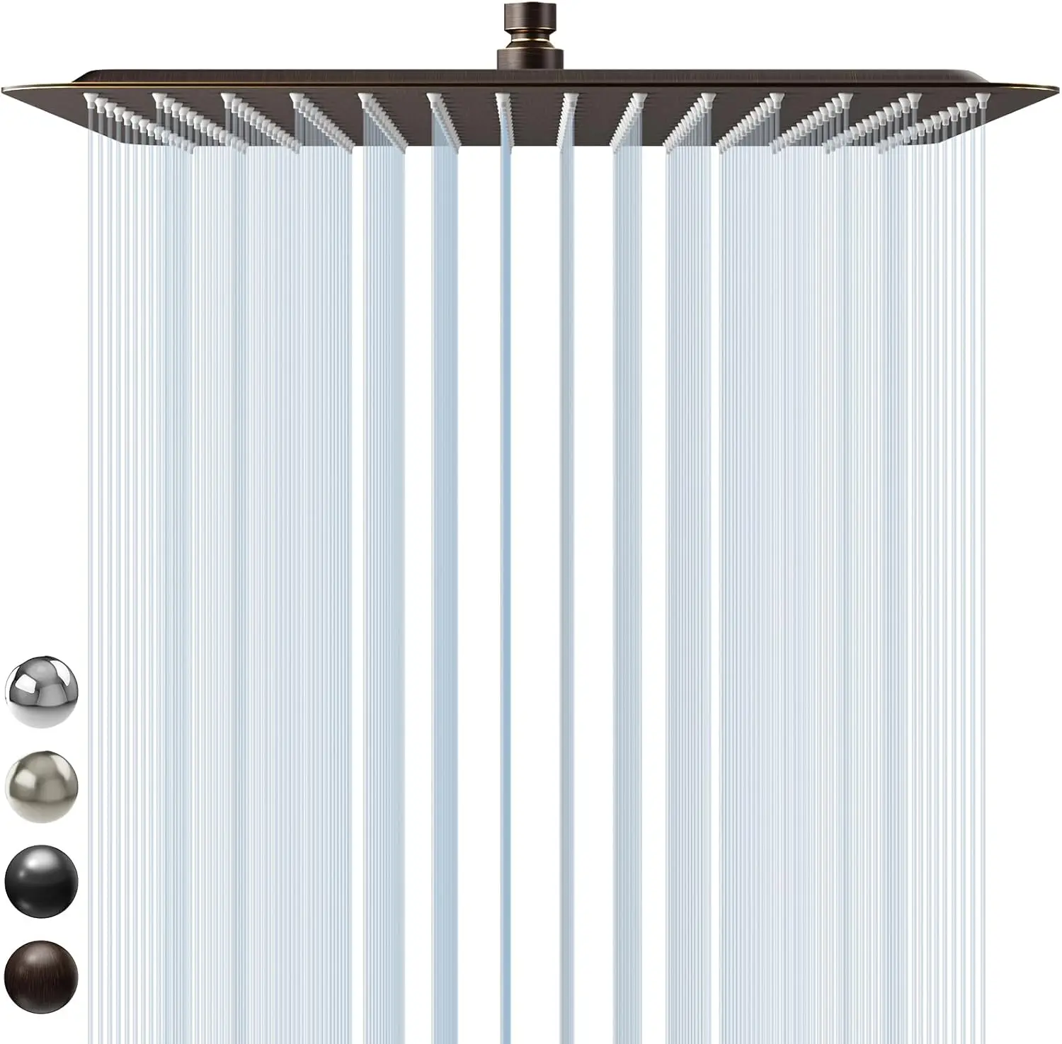 16 Inch Square Stainless Steel Shower Head with High Pressure Rainfall and Water Saving Design in Oil Rubbed Bronze Finish