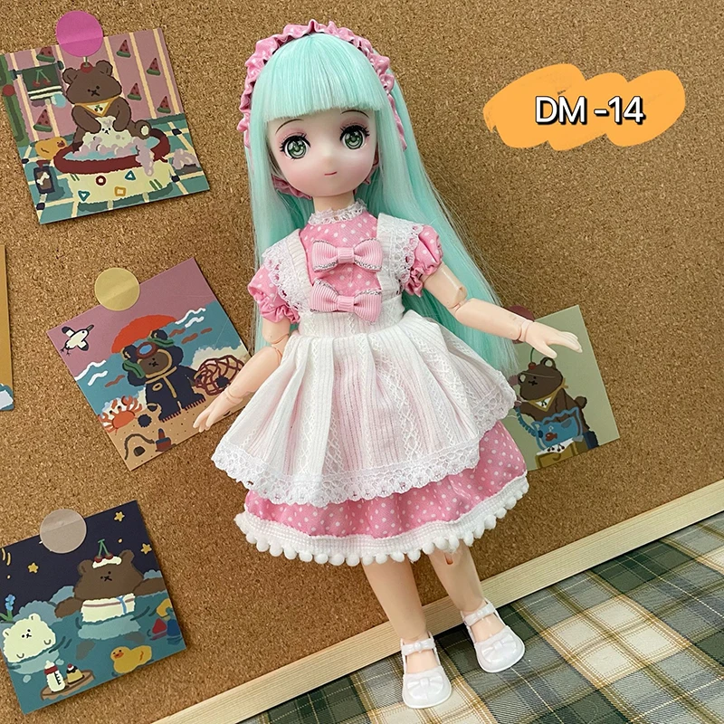 30cm Bjd Doll Cute Comic Face Two-dimensional Doll Princess Doll or Dress Up Clothes Kids Girls Doll Toy Gift