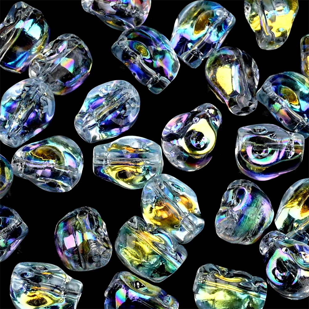 

20 шт. 10 мм хрустальные бусины в форме черепа, прозрачные стеклянные бусины для изготовления ювелирных изделий, серьги, браслет, ожерелье, аксессуары 10 мм