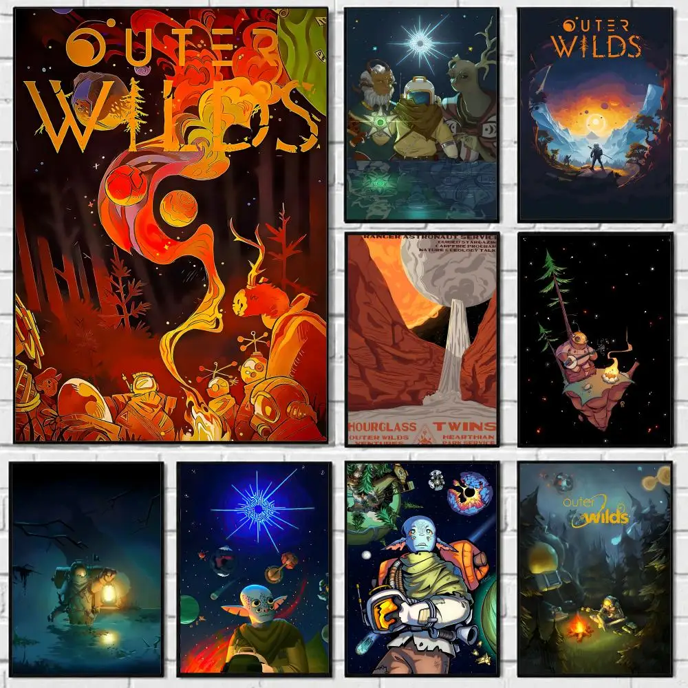 Video Game O-Outer Wilds Poster Self-adhesive Art Waterproof Paper Sticker Coffee House Bar Room Wall Decor