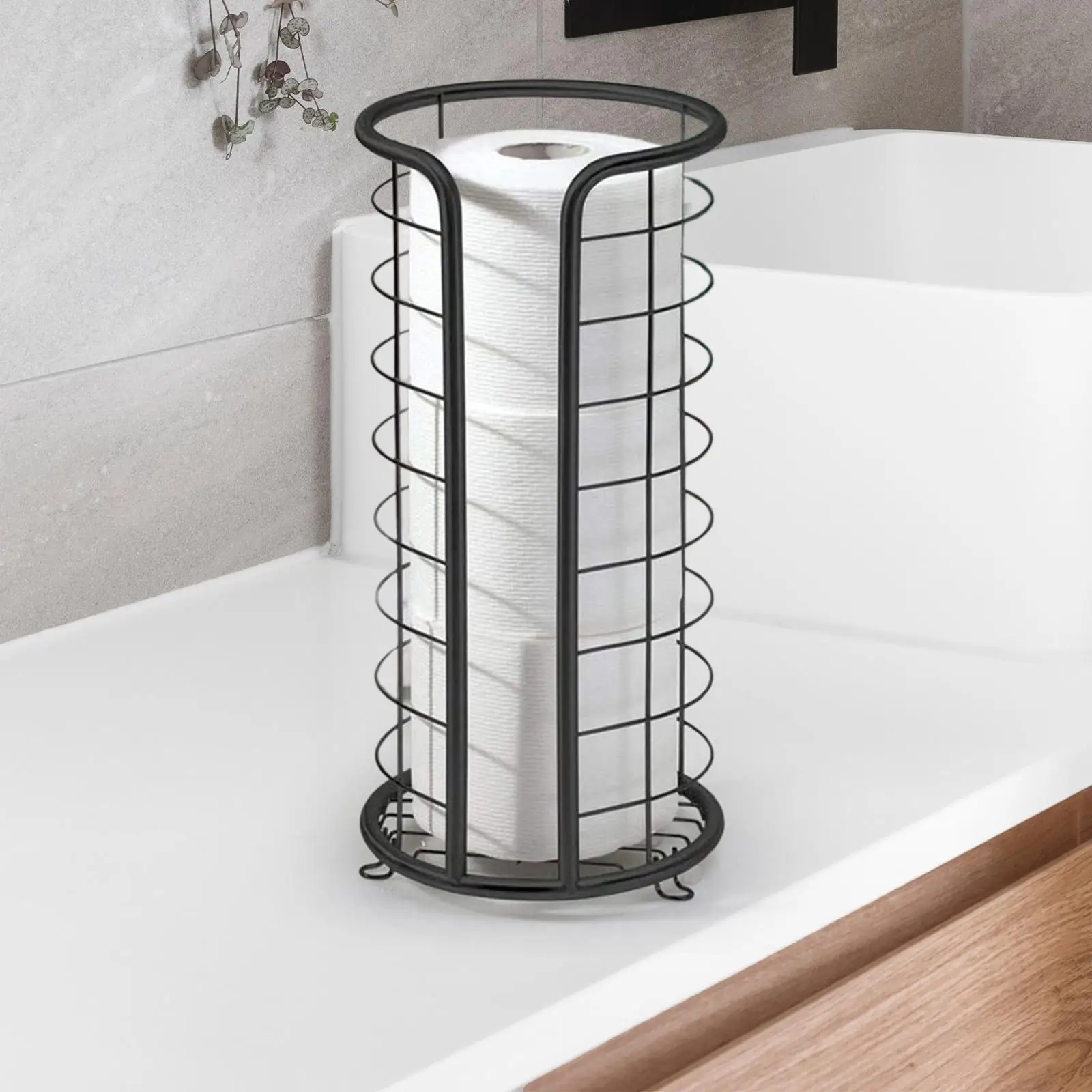 

Toilet Paper Holder Stand Rustproof Metal Decor Freestanding Sturdy Tissue Paper Roll Dispenser for Home Apartments Cabins