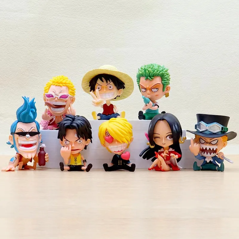 Anime figure One Piece childhood full set figure GK Luffy Zoro Sanji Nami Robin Ace straw hat pirates crew figure