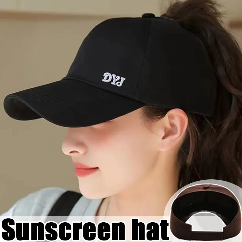 Solid Color High Ponytail Baseball Cap for Women Spring/ Summer Sunhat Running Snapback Hat Messy High Bun Ponytail Caps Female