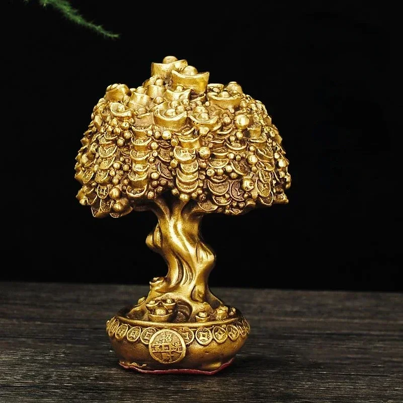 Lucky Copper Bring Money Tree Ornaments Pot Tree Living Room Office Desktop Sculptures
