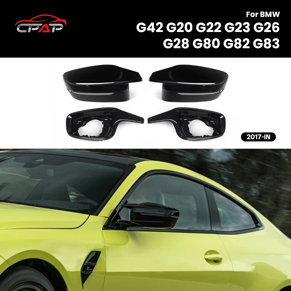 

Car Side Door Rearview Cover Mirror Caps Glossy Black for BMW G42 G20 G22 G23 G26 G28 G80 G82 G83 M4 Style 2017-IN 4Pcs/Set