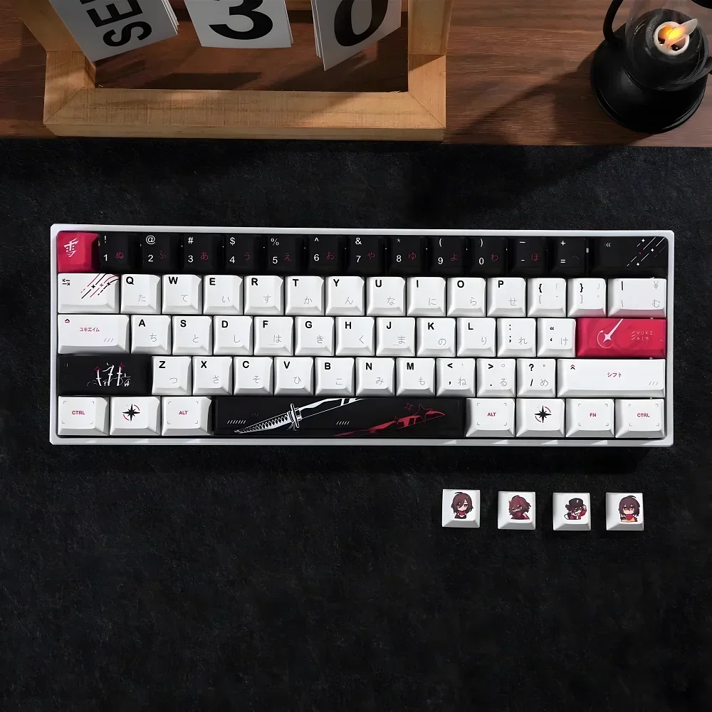 GEFENSI Yuki Aim Japanese Key Cap PBT 134 Key Anime Character For MX Switch HI75 HI8 F99 Wooting Mechanical Keyboard