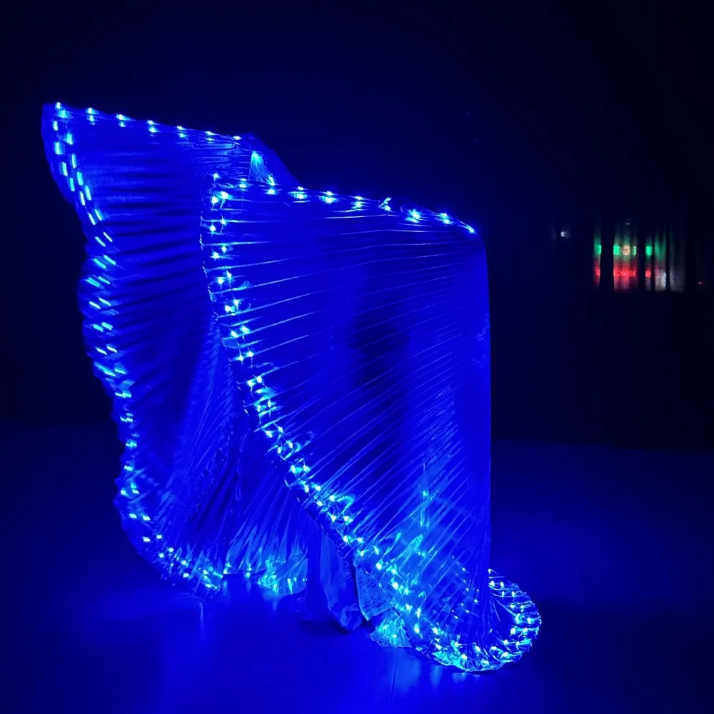 LED إيزيس أجنحة كلا الجانبين الفلورسنت فراشة الرقص الشرقي أداء الرقص الشرقي كرنفال Led ازياء يظهر الرقص الشرقي