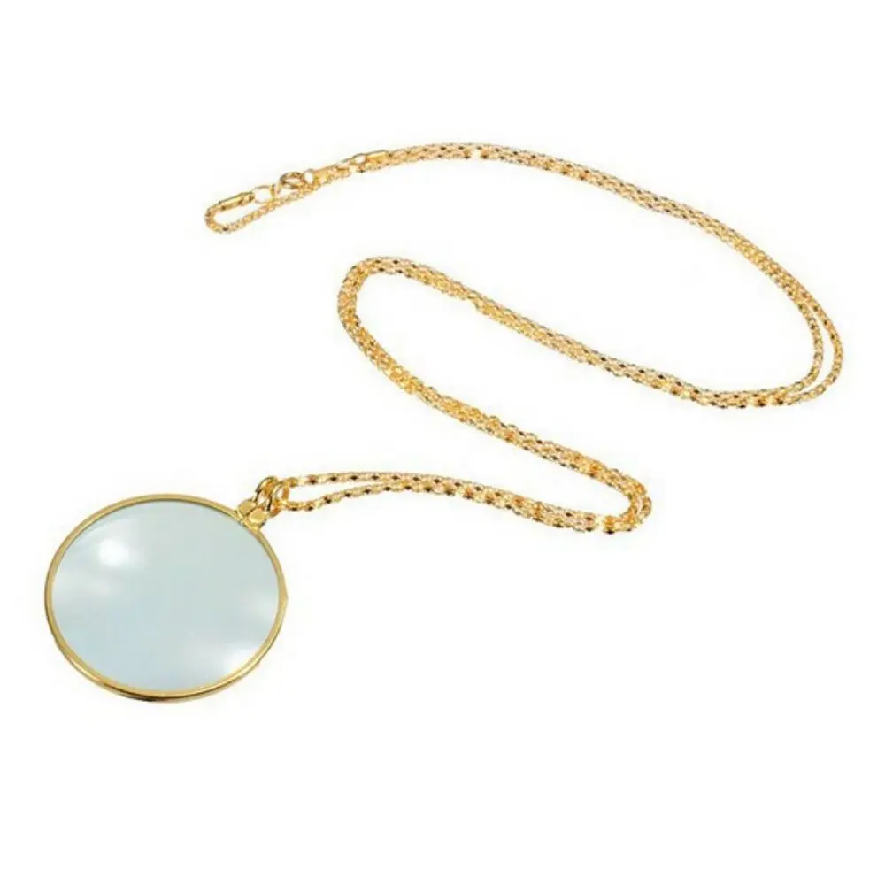 5x Magnifier Pendant Gift with Chain Portable Monocle Convenient Hanging Ornament Optical Magnifier Necklace Reading Newspaper