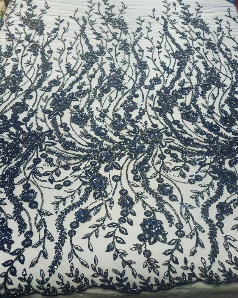 

African Nigerian Material Lace Fabric With Sequins 2026 High Quality Embroidery French Lace Fabrics For Women Wedding