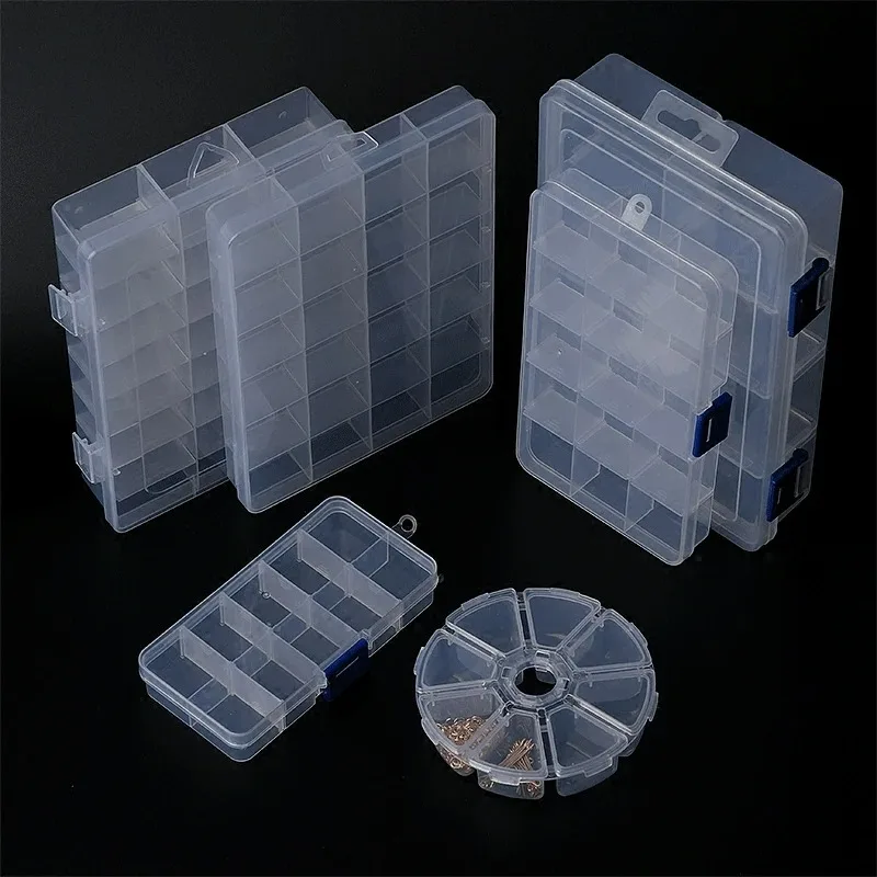 8 Style Transparent Plastic Storage Jewelry Box Compartment Adjustable Container Storage Boxes Beads Ring Earring Organizer Case