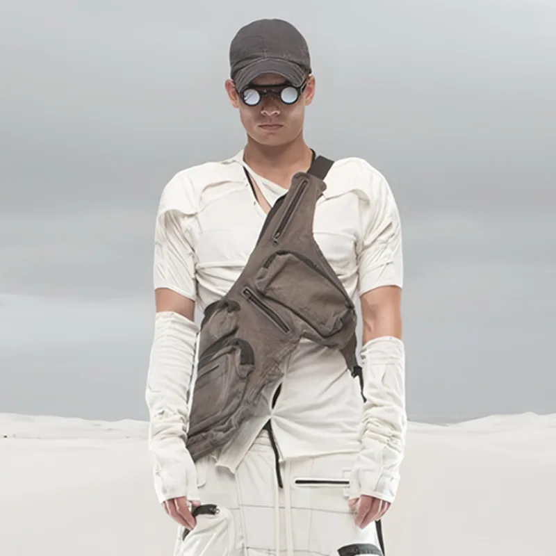 HKSH Waste Land Men Cotton Dark Craft Asymmetric Chic 3D Pocket Hollow Out Half Finger Sleeves Future Ins Gloves Techwear HK5877