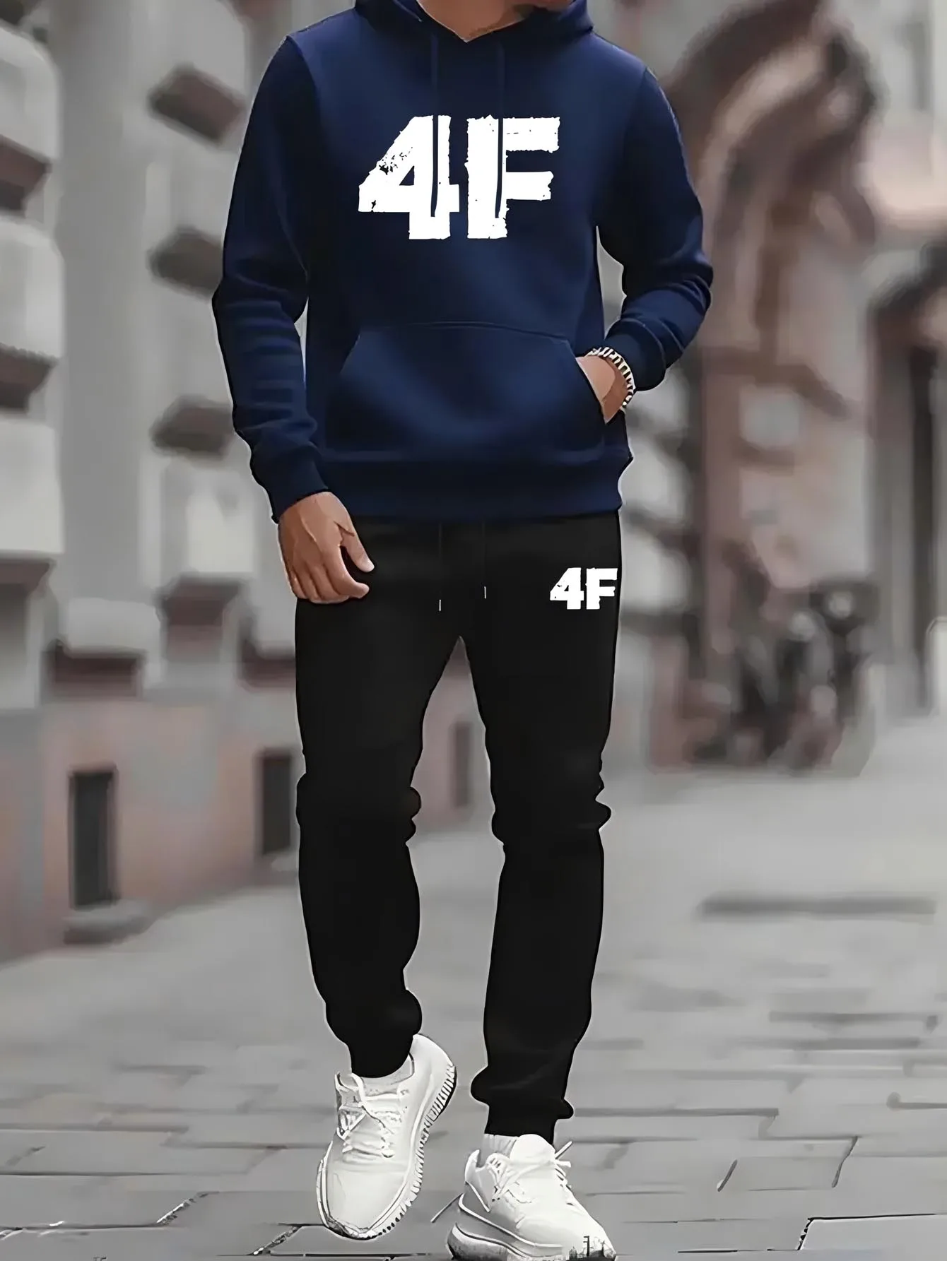 

2025 Cross border Autumn/Winter Sports Hoodie Set Men's Casual Hoodie Sportswear Set Sweater Pants Print