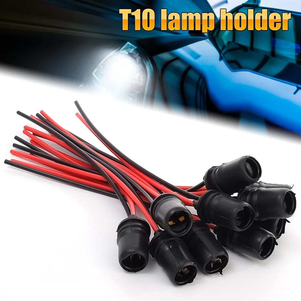 T10 W5W Lamp Holder Light Bulb Socket Car Motorcycle Rubber Connector Holder Extension LED Lamp Bulb Base Holder Wire Adapter