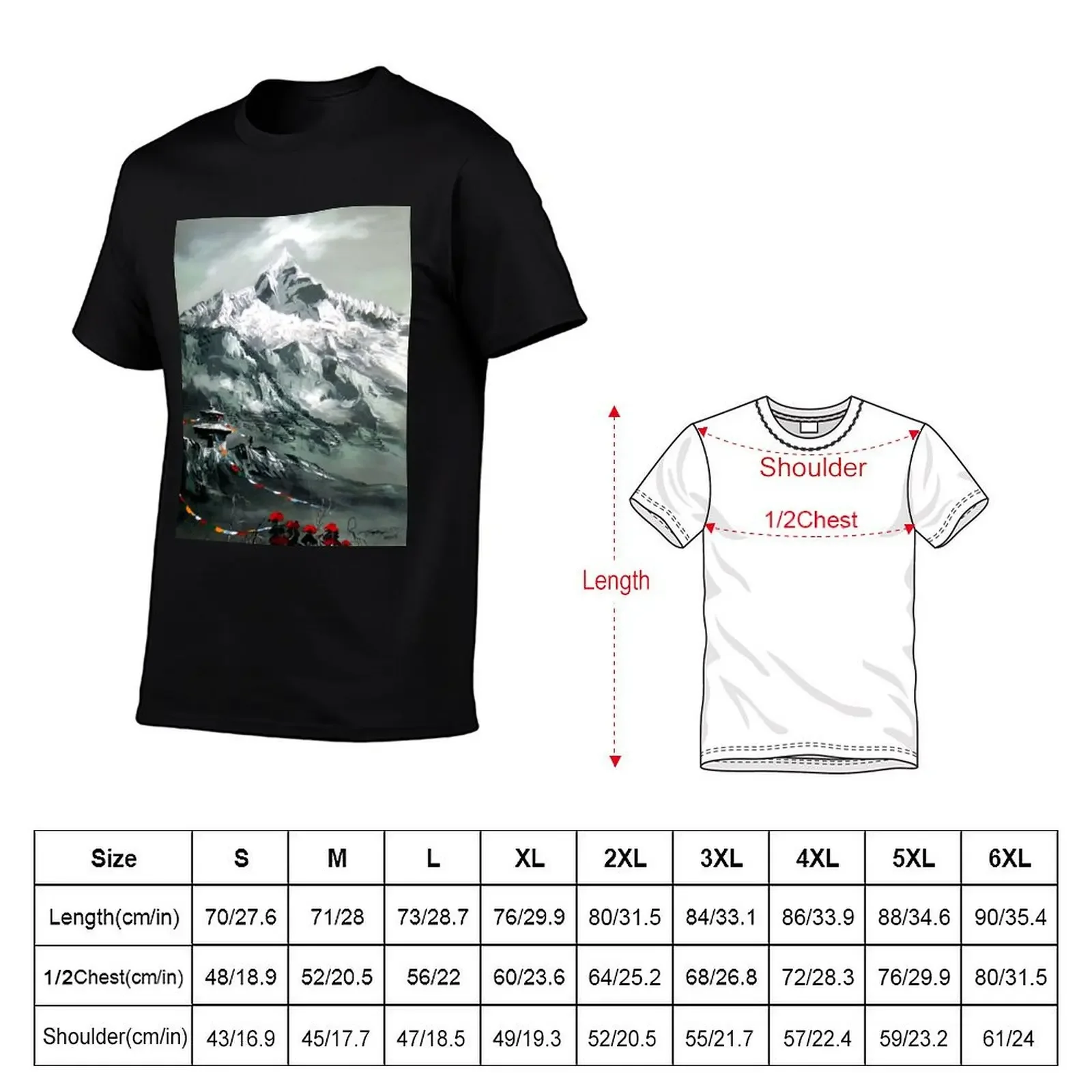 Panoramic View Of Mountain Everest T-Shirt quick-drying sports fans sweat summer tops Short sleeve tee men