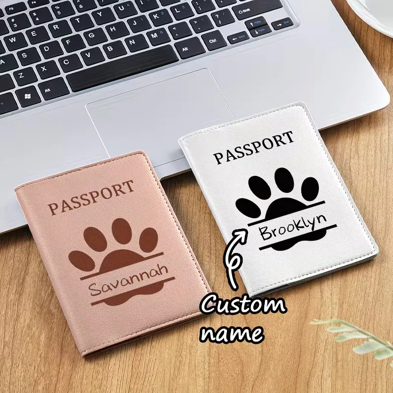 Porte-passeport personnalisé avec motif de patte de chien - Style classique, portefeuille de voyage de haute qualité, un cadeau élégant unisexe