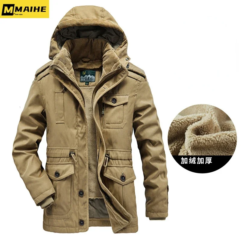 Parka gruesa con capucha para hombre, chaqueta de invierno impermeable, abrigo cálido informal, abrigos gruesos de piel, 2024