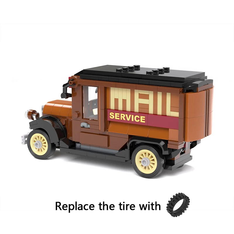 مدينة خدمة نموذج سيارة MOC قوالب بناء شاحنة البريد الرجعية وحدات التكنولوجيا الهدايا عطلة تجميع ألعاب أطفال البدلة #4