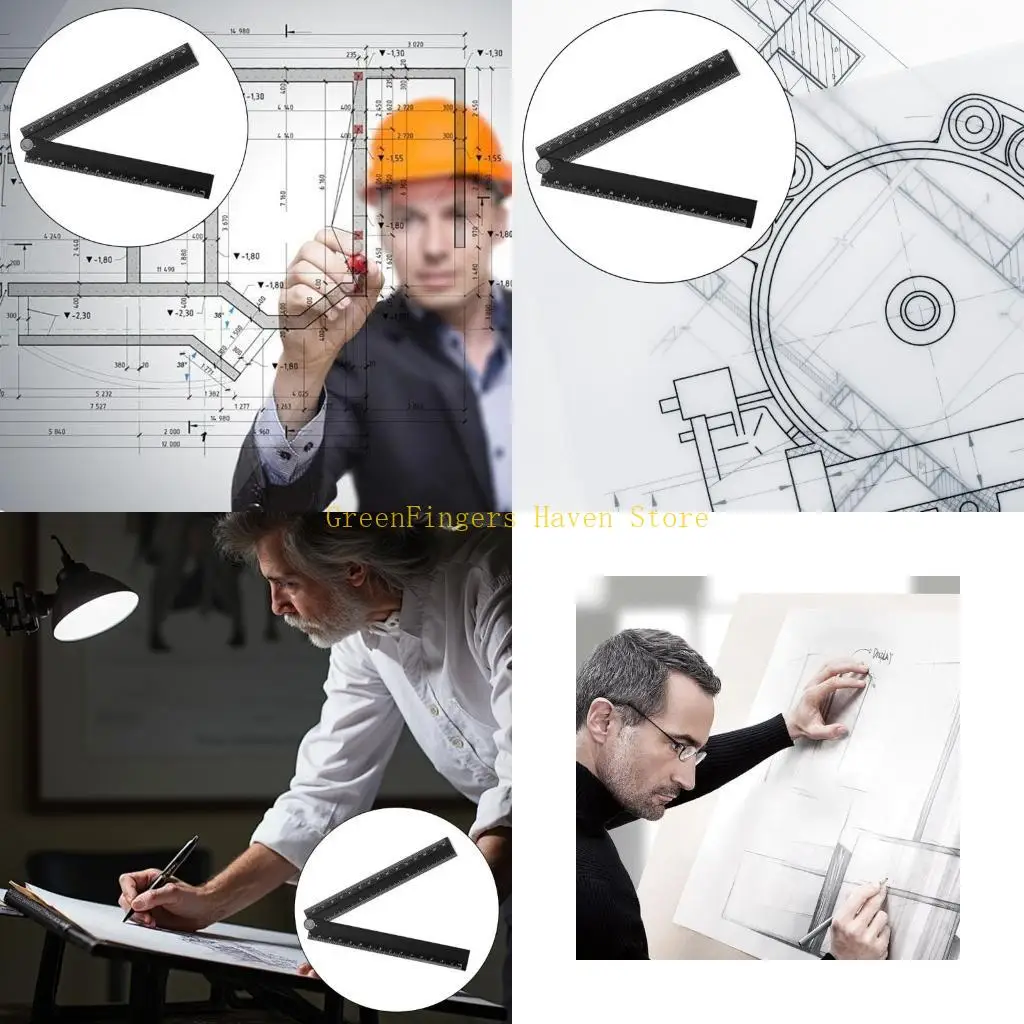 F68D 30cm Foldable Protractors Rulers with Clear Scale for Mathematical Chart Drawing