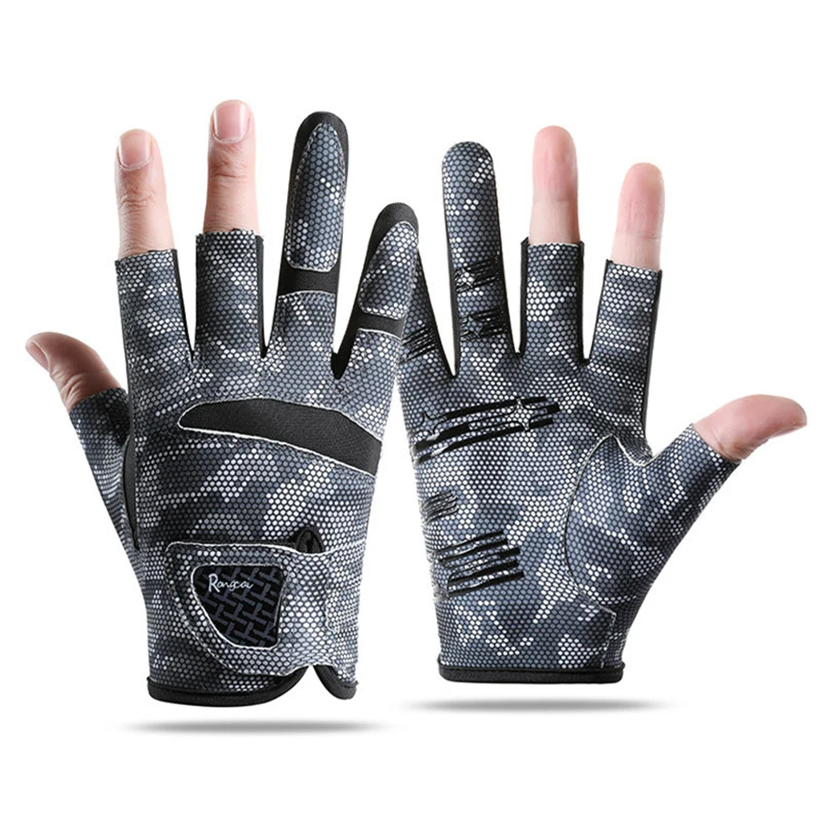Sommer Neue Atmungsaktive Hautfreundliche Weiche Dünne Halbfinger-Anti-Rutsch-Dreifinger-Angelhandschuhe Outdoor Straßenangelhandschuhe – Detail 10