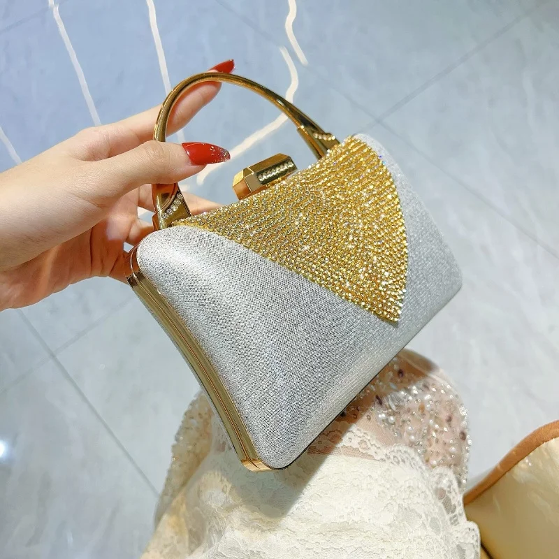 2025 New Luxury Dinner Bag With Diamond Banquet Bag Temperament Dress Chain  Shoulder Crossbody Bag Handbag Women's Prom Handbag