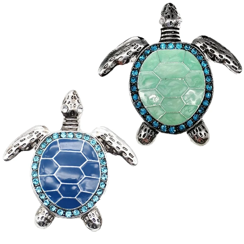 

Fashion Jewelry Green Blue Enamel Rhinestone Sea Turtle Designer Charms Animal Pendant